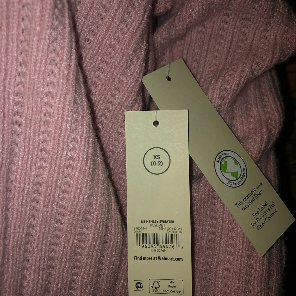 Pink Ribbed Women's Sweater - Picture 2 of 3